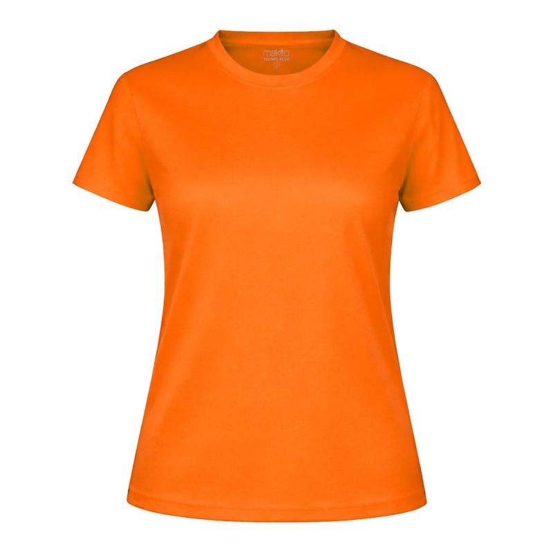 CAMISETA TECNICA MUJER — NARANJA